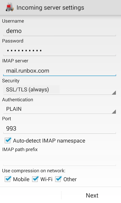 how to set up imap email